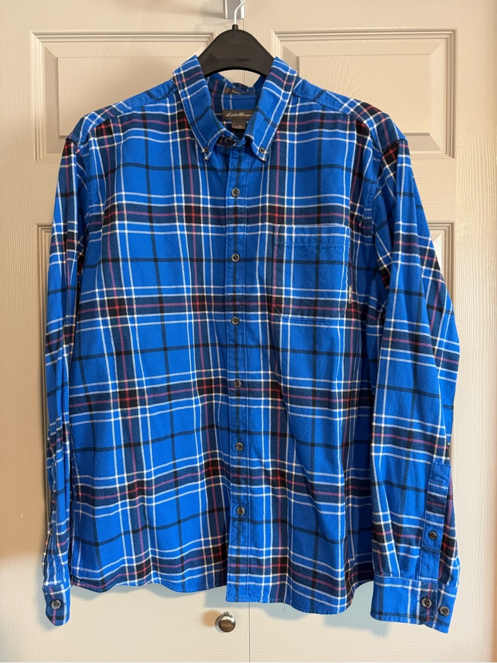 Eddie Bauer Bright Blue Plaid Button-Down Shirt